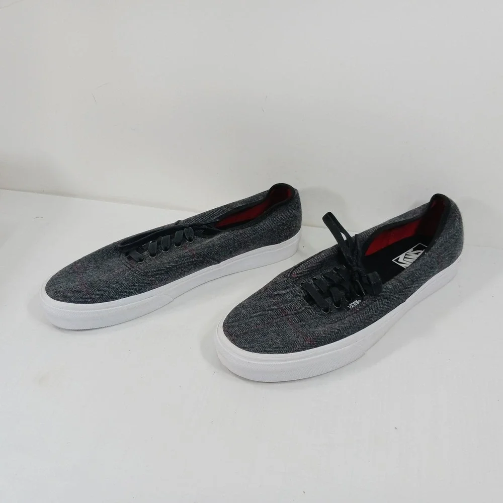 Vans Authentic Grey Herringbone Plaid Low Top Sneakers Mens 11.5 721454